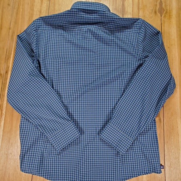 Mizzen Main Mens Button Down Leeward Shirt Size XL Blue Plaid Trim Fit No Tuck - Picture 4 of 8